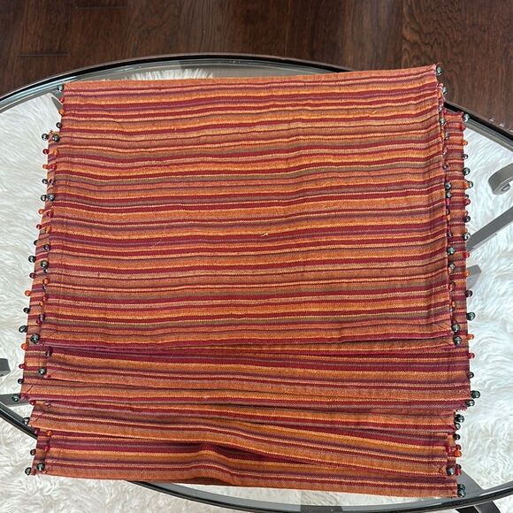 Pier 1 Striped & Beaded Cloth Placemat Set of 8 - Picture 1 of 5